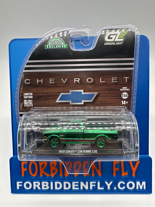 GreenLight - 2025 Hobby Exclusive - #30546 - 1972 Chevy Cheyenne C10 - Black - Green Machine - Chase Edition