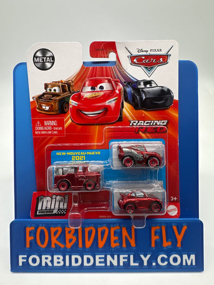 Disney Pixar Cars Movie - Metal Mini Racers 3 Pack - Racing Red Series