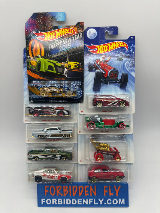 Hot Wheels - Wal Mart Exclusive 2014 Holiday Hot Rods Series - Complete Set of 9
