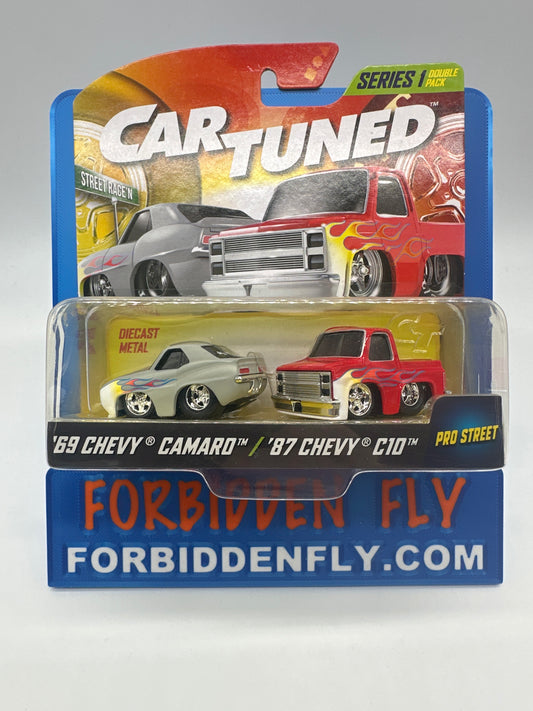 Car Tuned - Series 1 Double Pack (Multipack) Release - Grey ‘69 Chevy Camaro & Red ‘87 Chevy C10