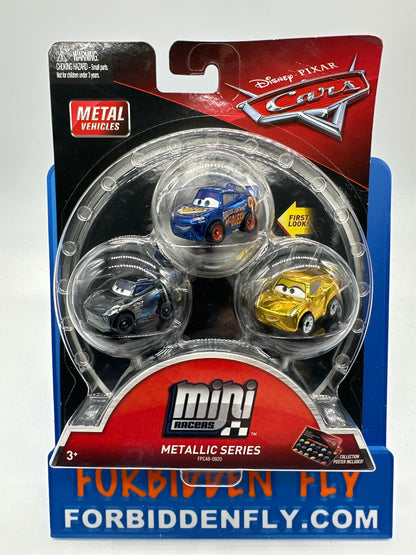 Disney Pixar Cars Movie - Metal Mini Racers 3 Pack - Metallic Series