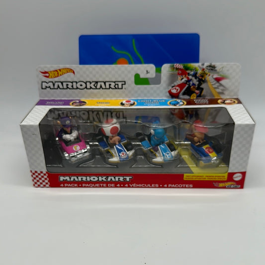 Hot Wheels Mario Kart - Character Kart 4 Pack -  Waluigi, Toad, Light Blue Yoshi, Donkey Kong