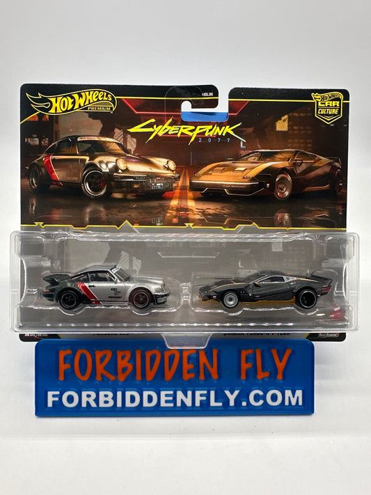Hot Wheels Car Culture - Target Exclusive Premium 2 Pack - Cyberpunk 2077 - Porsche 930 & Quadra Turbo-R V-Tech
