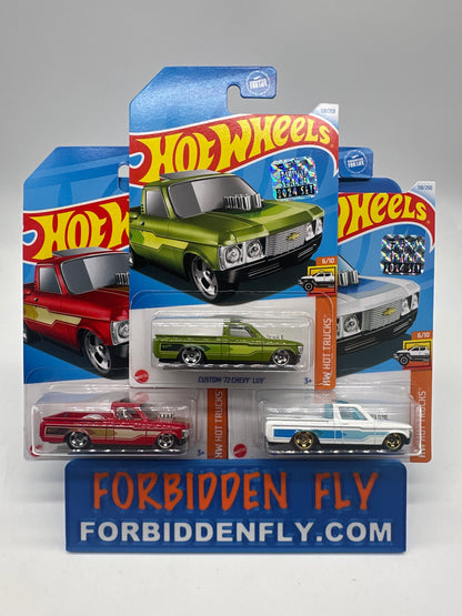 Hot Wheels Mainline - Factory Stickered 2024 - Custom ‘72 Chevy Luv - Lot Of 3