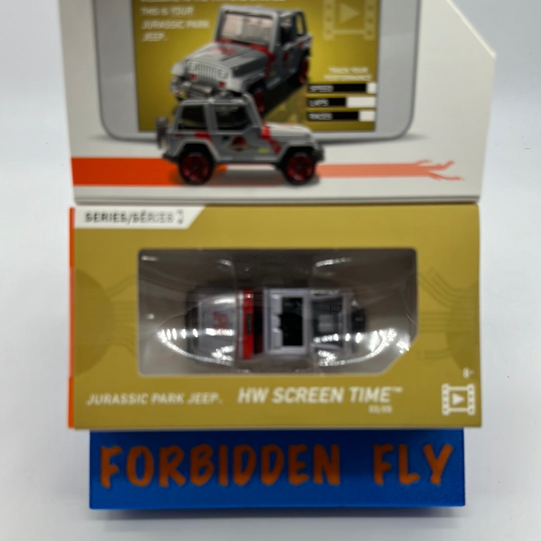 Hot Wheels Boxed Series 1 ID Car - HW Screen Time - Jurassic Park Jeep - Gray