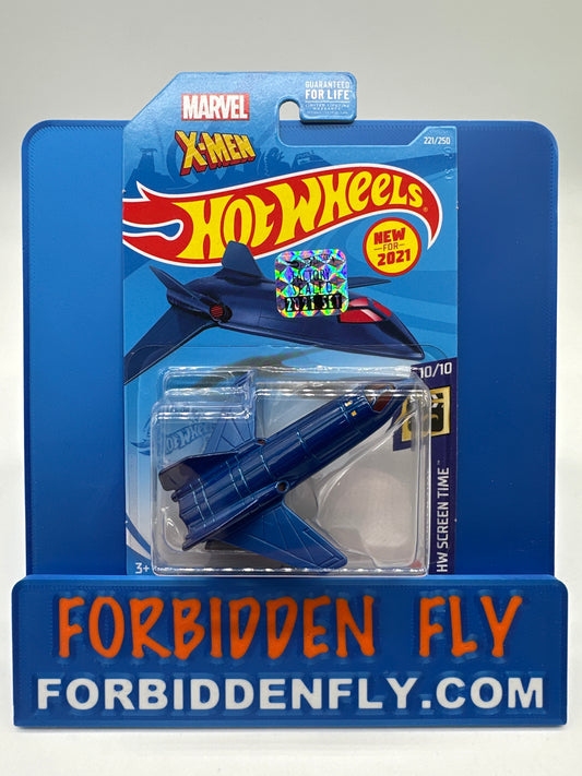 Hot Wheels Mainline - 2021 Factory Sticker - HW Screen Time - Marvel X-Men - X-Jet - Blue