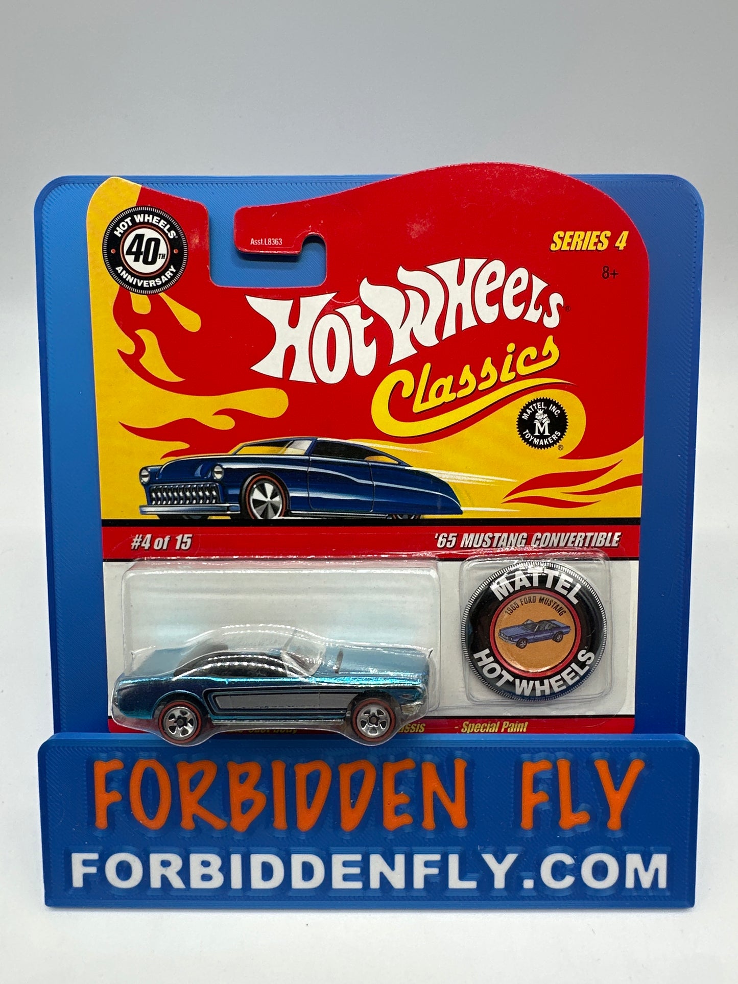 Hot Wheels Classics - Series 4 #4 of 15 - Blue (Teal) ‘65 Mustang Convertible w/ Button