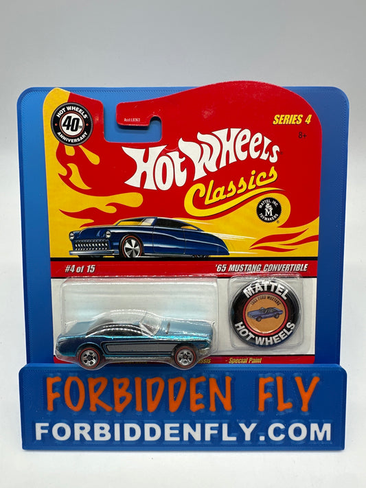 Hot Wheels Classics - Series 4 #4 of 15 - Blue (Teal) ‘65 Mustang Convertible w/ Button