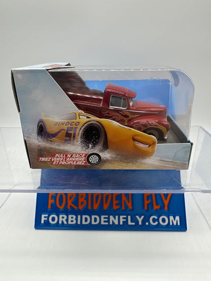 Disney Pixar Cars Movie - Disney Store Parks 1:43 Exclusive “Pull ‘n’ Race” Pullback Racing Action - Hot Rod Smokey
