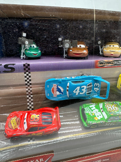 Disney Pixar Cars Movie - Target Exclusive Piston Cup Nights Series - Speedway 9 Pack Set w/ Four Exclusive Vesicles