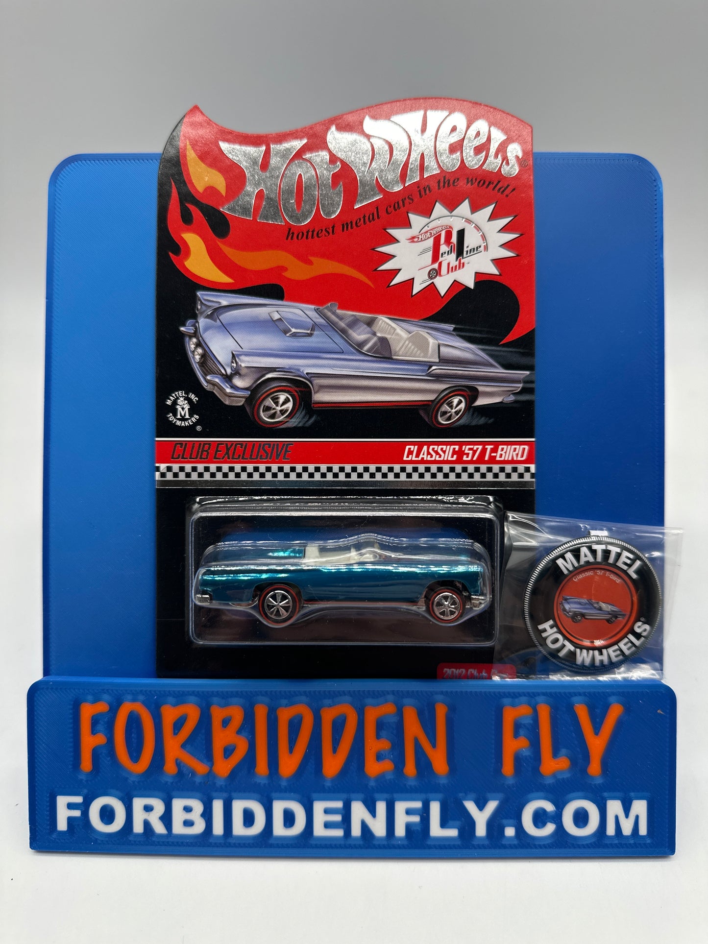 Hot Wheels RLC Red Line Club - 2012 Club Car Release - Classic ‘57 T-Bird - Teal Blue (w/ Pin)