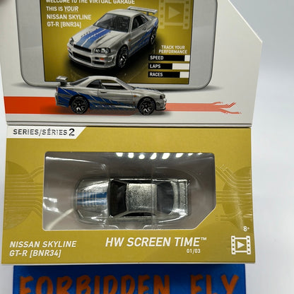 Hot Wheels Boxed Series 2 ID Car - Screen Time - Nissan Skyline GT-R (BNR34) - Silver