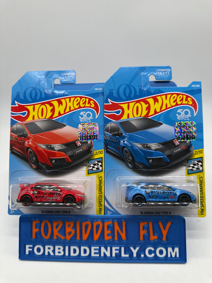 Hot Wheels Mainline - Factory Stickered 2018 - ‘16 Honda Civic Type R - Lot Of 2
