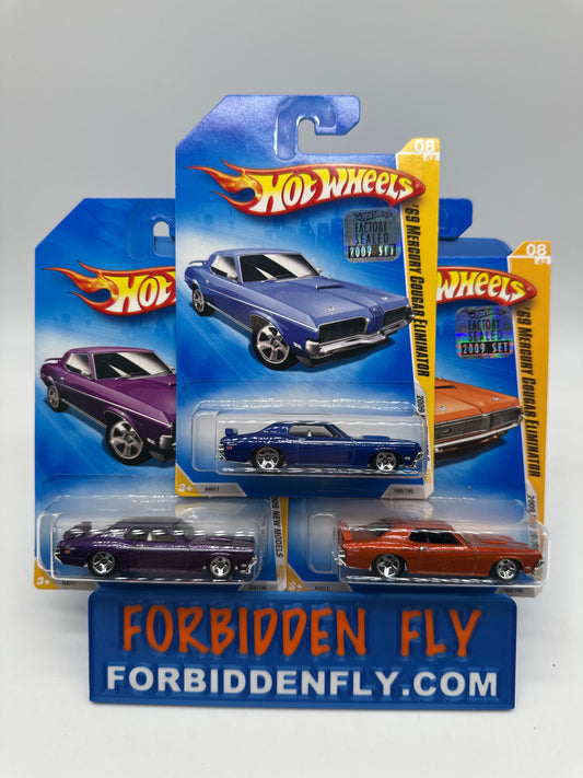 Hot Wheels Mainline - 2009 Factory Stickered - 2009 New Models Series - ‘68 Mercury Cougar Eliminator - Lot Of 3