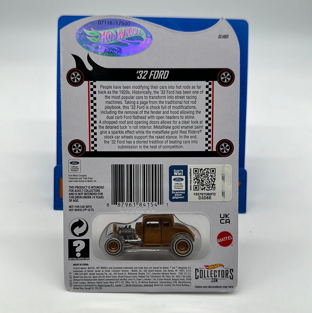 Hot Wheels RLC Red Line Club - 2021 Release - ‘32 Ford - Gold