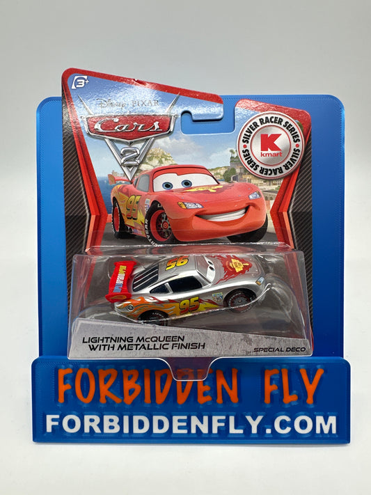 Disney Pixar Cars Movie - K Mart Exclusive Silver Racer Series - Lightning McQueen with Metallic Finish