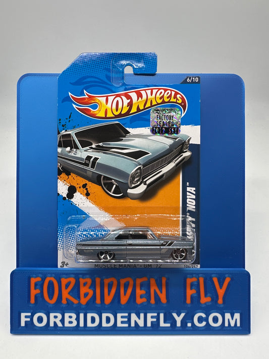 Hot Wheels 2012 Factory Sticker - ‘66 Chevy Nova - Blue