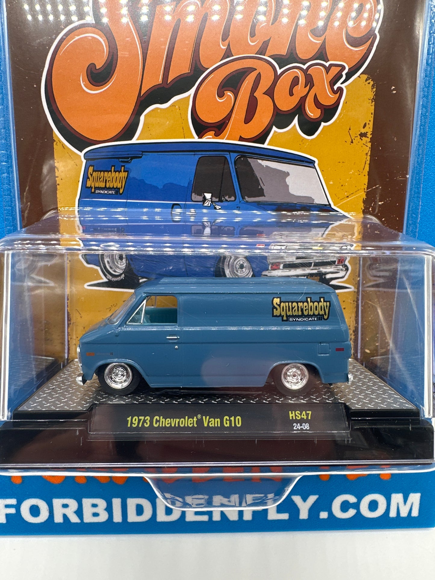 M2 Machines 2024 Squarebody Syndicate Acrylic - HS47- Blue 1973 Chevy Van G10 *Chase*