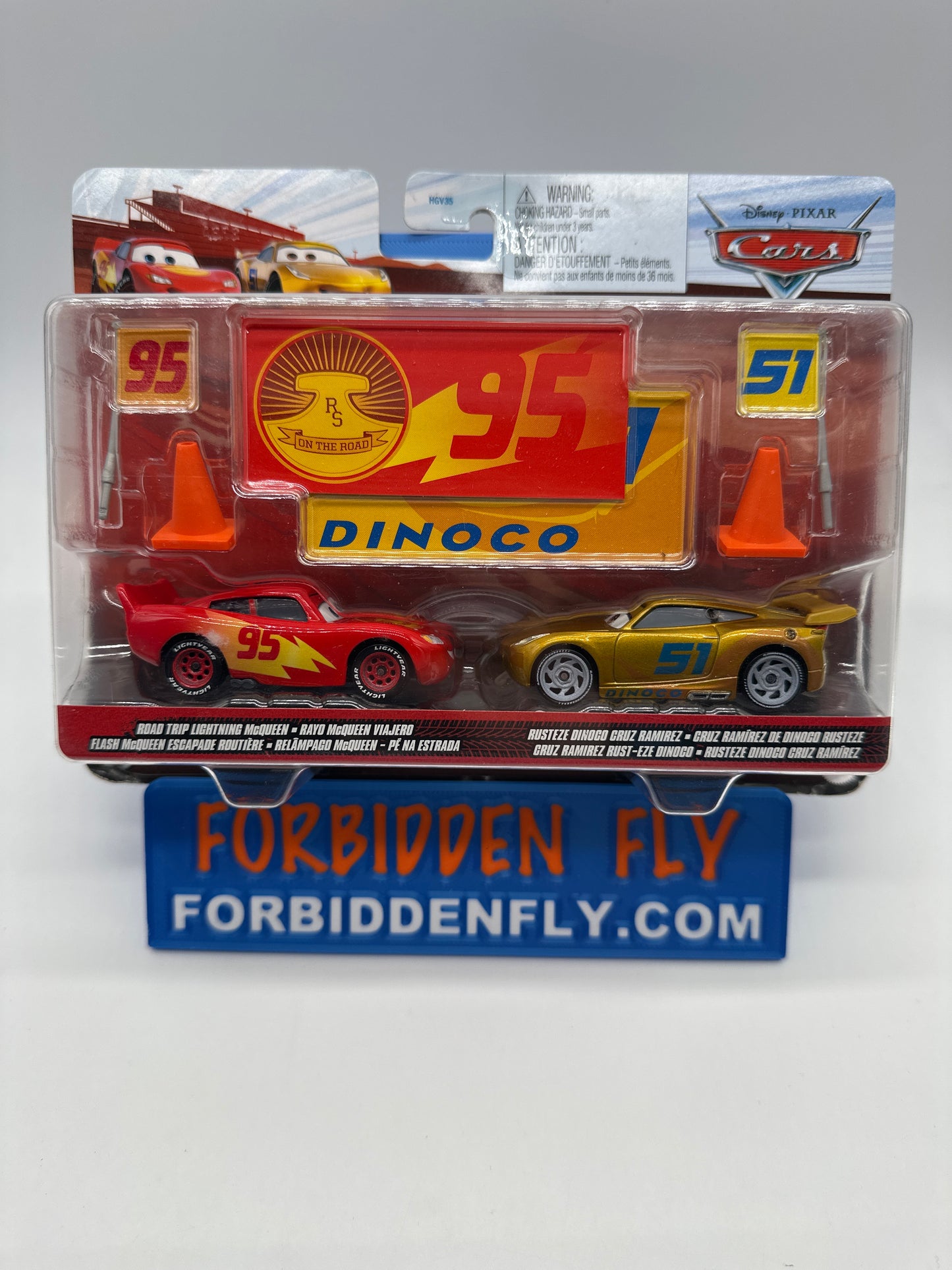 Disney Pixar Cars Movie - Two Pack - Road Trip Lightning McQueen & Rusteze Dinoco Cruz Ramirez