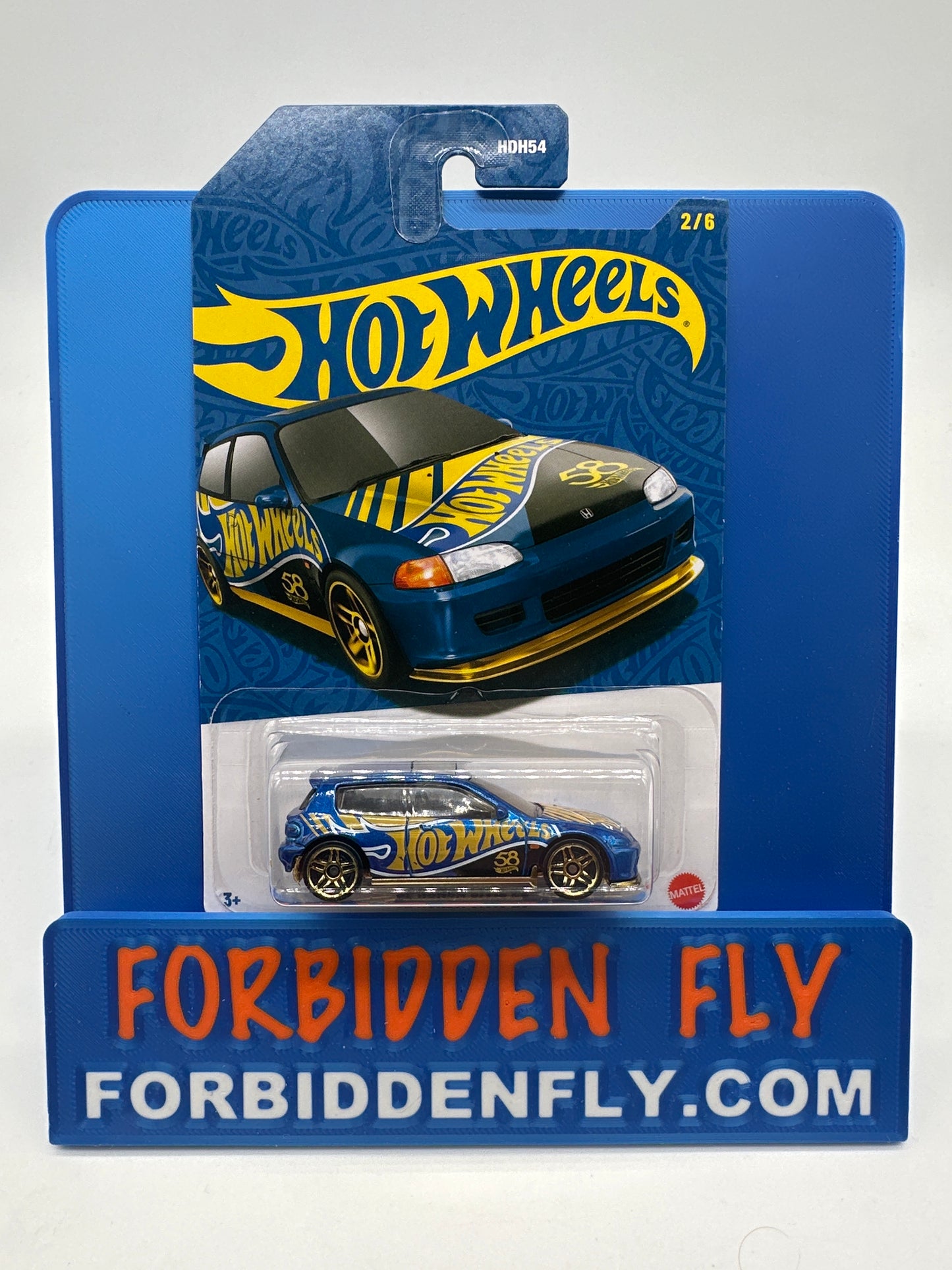 Hot Wheels Mainline - 58th Anniversary - Blue & Gold Chrome - ‘92 Honda Civic EG