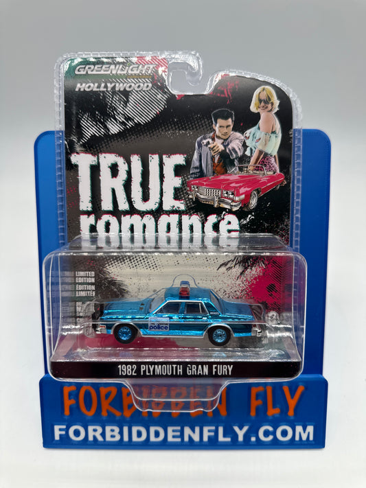 GreenLight - Hollywood Series 43 - #62040-D - True Romance - 1974 1982 Plymouth Gran Fury - Blue Chrome Version Chase