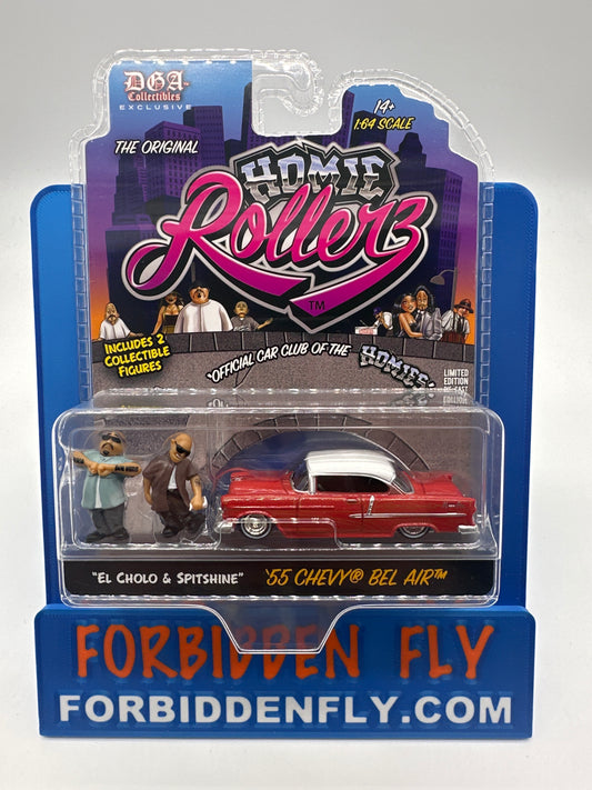 GreenLight & DGA Collectibles - 2025 Series 1 Homie Rollerz - ‘57 Chevy Bel Air With El Cholo & Spitshine Homies