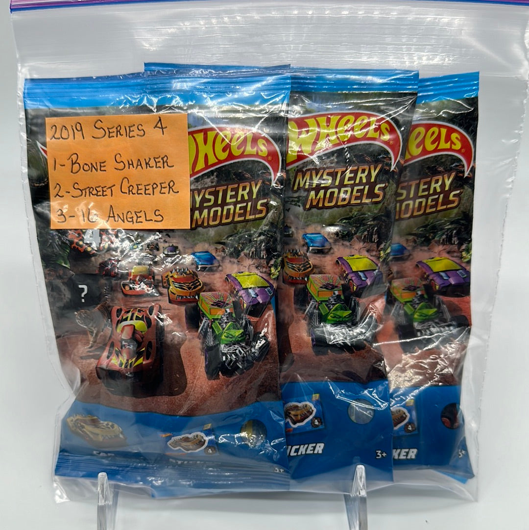 Hot Wheels 2019 Mystery Models Baggie - Series 4 Chase set of 3 (#1, #2, #3) - Bone Shaker, Street Creeper, 16 Angels