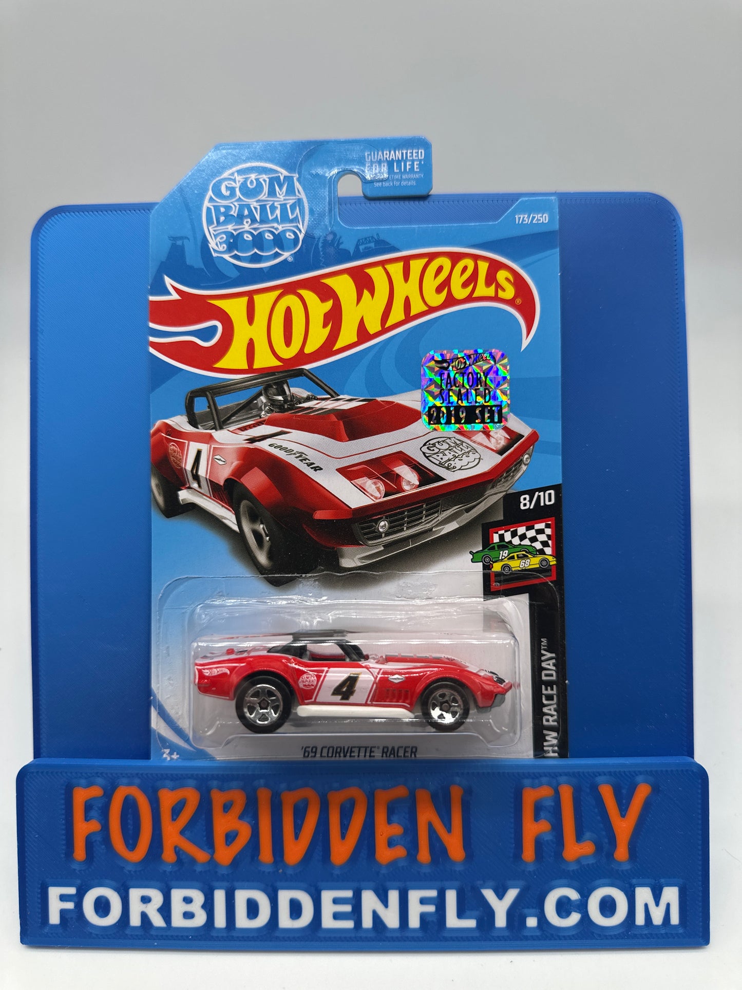 Hot Wheels 2019 Factory Sticker - ‘69 Corvette Racer Gum Ball 3000 - Red