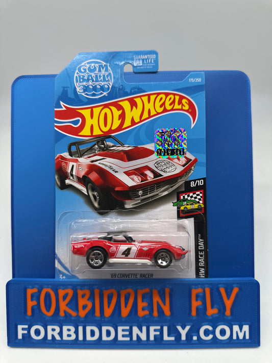 Hot Wheels 2019 Factory Sticker - ‘69 Corvette Racer Gum Ball 3000 - Red