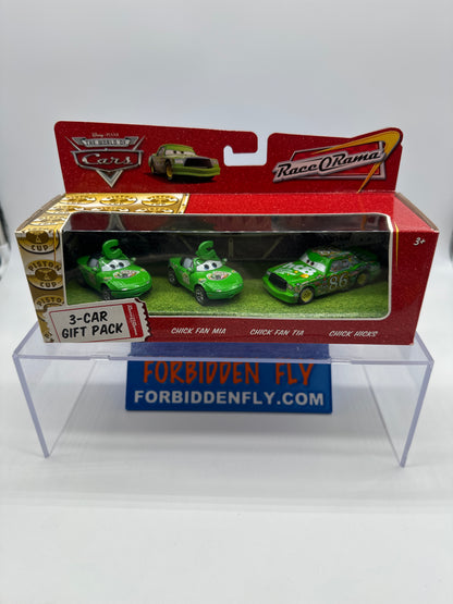 Disney Pixar Cars Movie - Race O Rama Series - Chick Fan Mia & Tia w/ Chick Hicks 3 Car Gift Pack Set