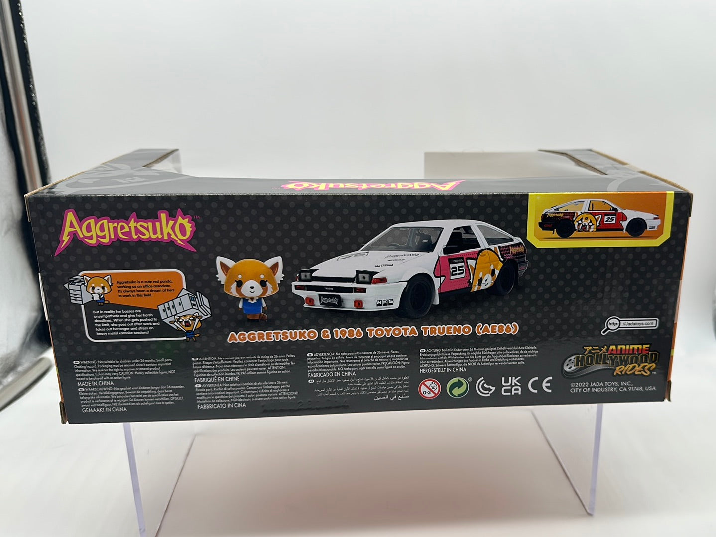 Jada 1:24 Scale - Anime Aggretsuko - 1986 Toyota Trueno (AE86) & Aggretsuko Figure