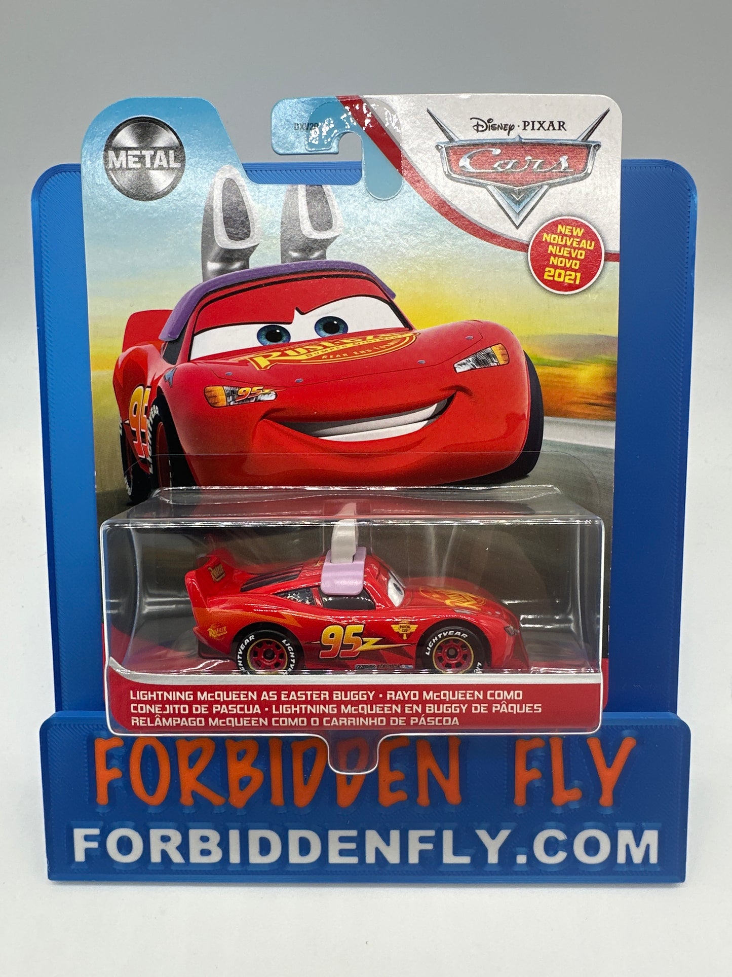 Disney Pixar Cars Movie - Metal Logo Card Release - Lightning McQueen as Easter Buggy