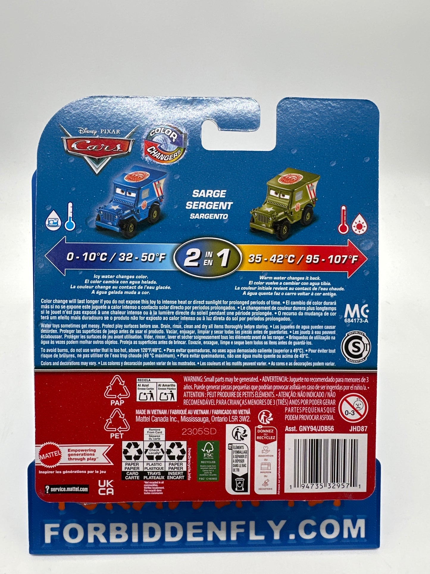 Disney Pixar Cars Movie - Color Changers - Race & Rescue Series - Sarge - Blue To Green