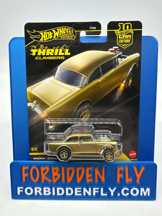 Hot Wheels Car Culture Premium - 2026 Thrill Climbers Series Single - #0/5 Gold Chase - ‘55 Chevy Bel Air Gasser