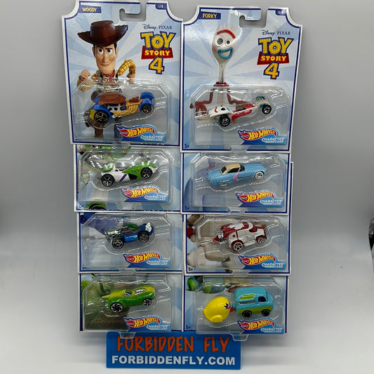 Hot Wheels Character Cars - 2019 Disney Pixar - Toy Story 4 - Complete Set Of 8