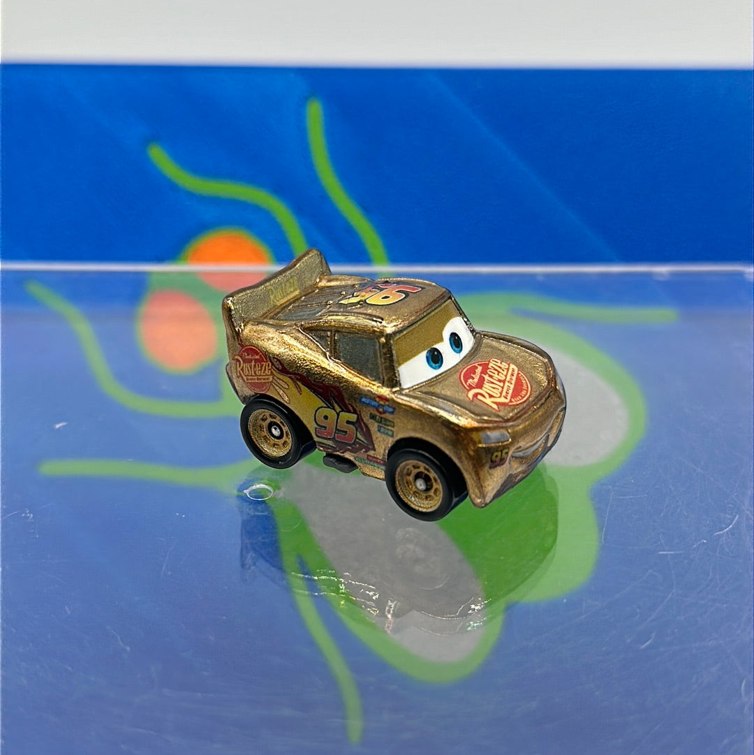 Disney Pixar Cars Movie Metal Mini Racers - Loose Gold Lightning McQueen