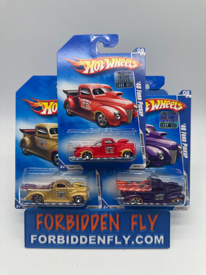 Hot Wheels Mainline - 2009 Factory Stickered - Modified Rides Series - ‘40 Ford Pickup - Lot Of 3