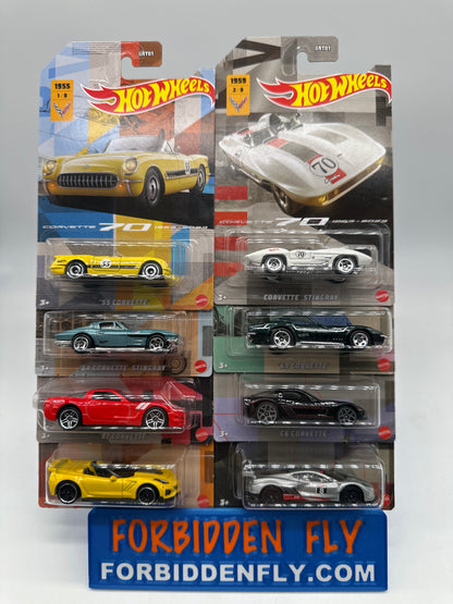 Hot Wheels - 2022 - Corvette 70th Anniversary Series - Complete Set of 8