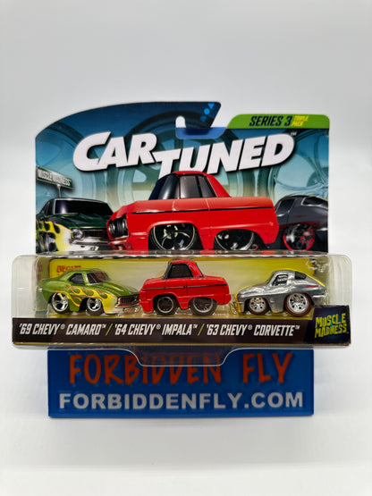 CarTuned - Hobby Exclusive Series 3 - Triple Pack (Multipack) Release Muscle Madness - ‘69 Chevy Camaro, ‘64 Chevy Impala & ‘63 Chevy Corvette