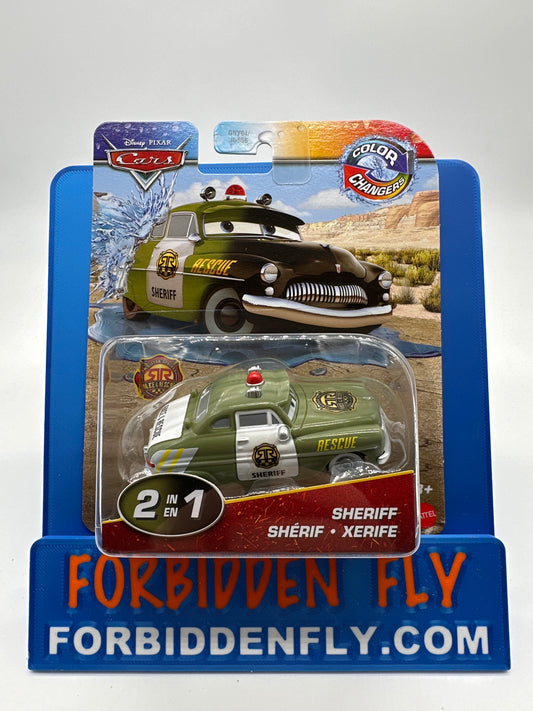 Disney Pixar Cars Movie - Color Changers - Race & Rescue Series - Sheriff - Black To Green
