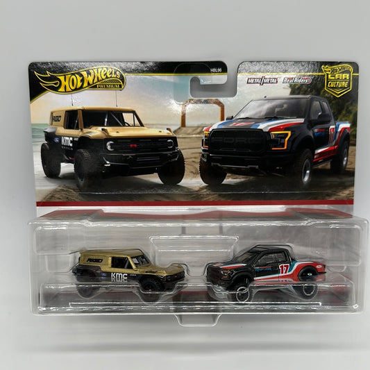 Hot Wheels Car Culture - Target Exclusive Premium 2 Pack - Ford Bronco R & ‘17 Ford F-150 Raptor