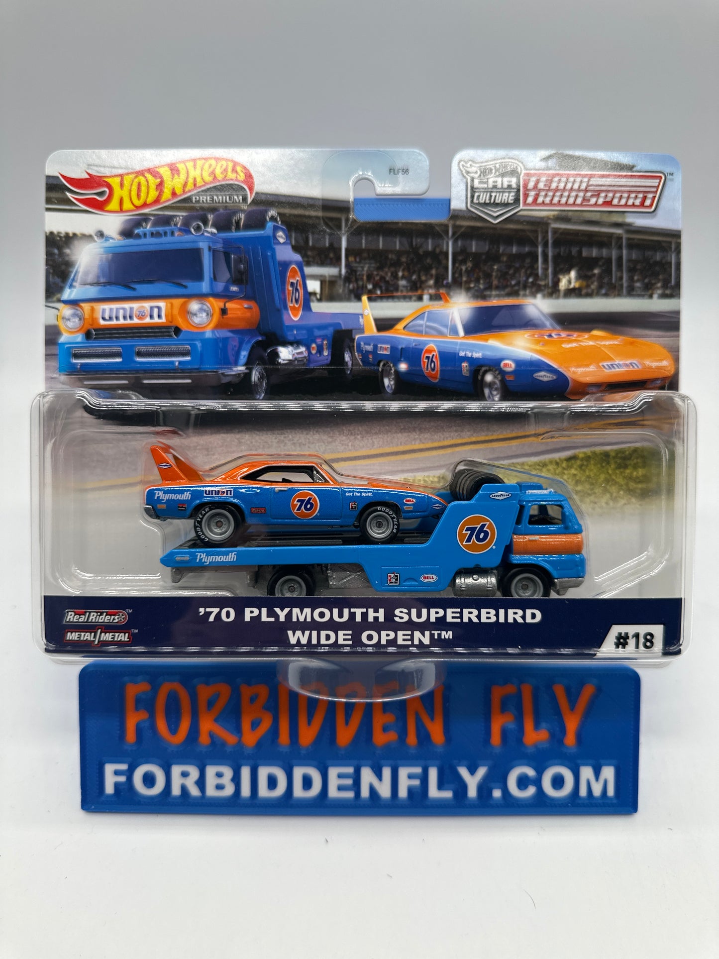 Hot Wheels Car Culture Team Transport - #18 Blue ‘70 Plymouth Superbird & Wide Open