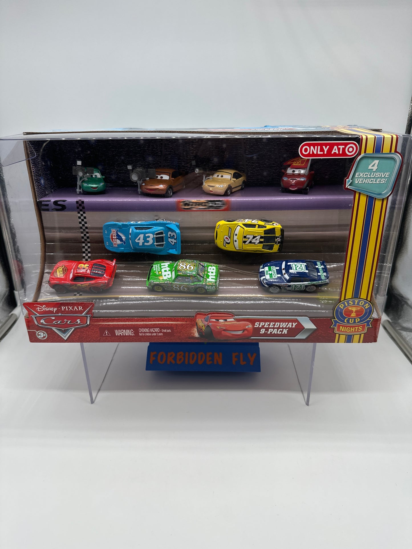 Disney Pixar Cars Movie - Target Exclusive Piston Cup Nights Series - Speedway 9 Pack Set w/ Four Exclusive Vesicles