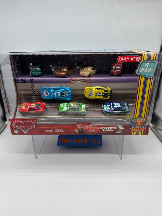 Disney Pixar Cars Movie - Target Exclusive Piston Cup Nights Series - Speedway 9 Pack Set w/ Four Exclusive Vesicles