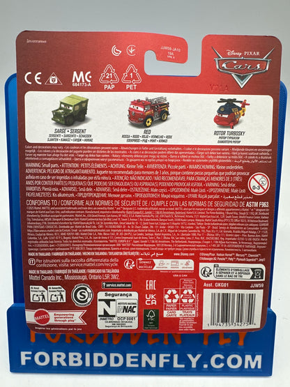Disney Pixar Cars Movie - 2025 Metal Mini Racers 3 Pack - Sarge, Race & Rescue Red, Race & Rescue Rotor Turbosky