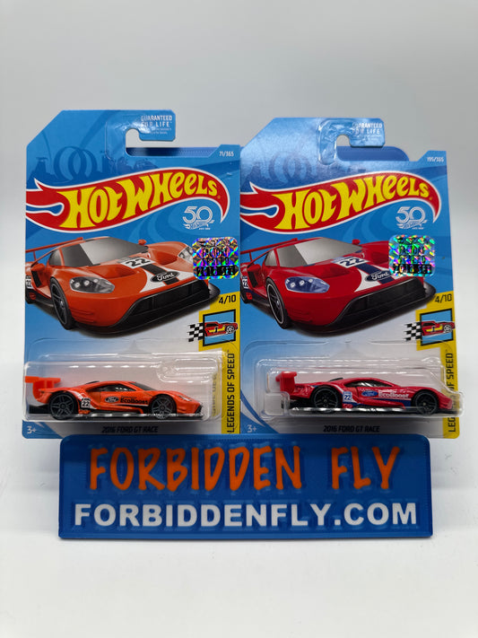 Hot Wheels Mainline - Factory Stickered 2018 - 2016 Ford GT Race - Lot Of 2