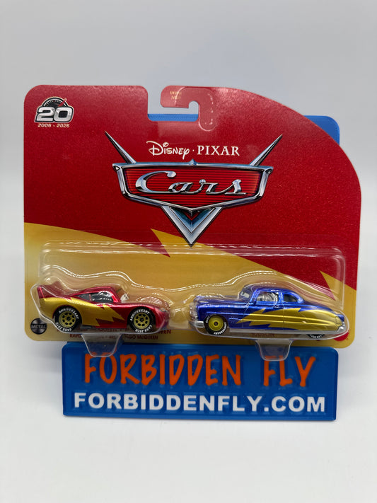 Disney Pixar Cars 2026 - 20 Year Anniversary Release (Two) 2 Pack - Metallic Lightning McQueen & Lightning Doc Hudson
