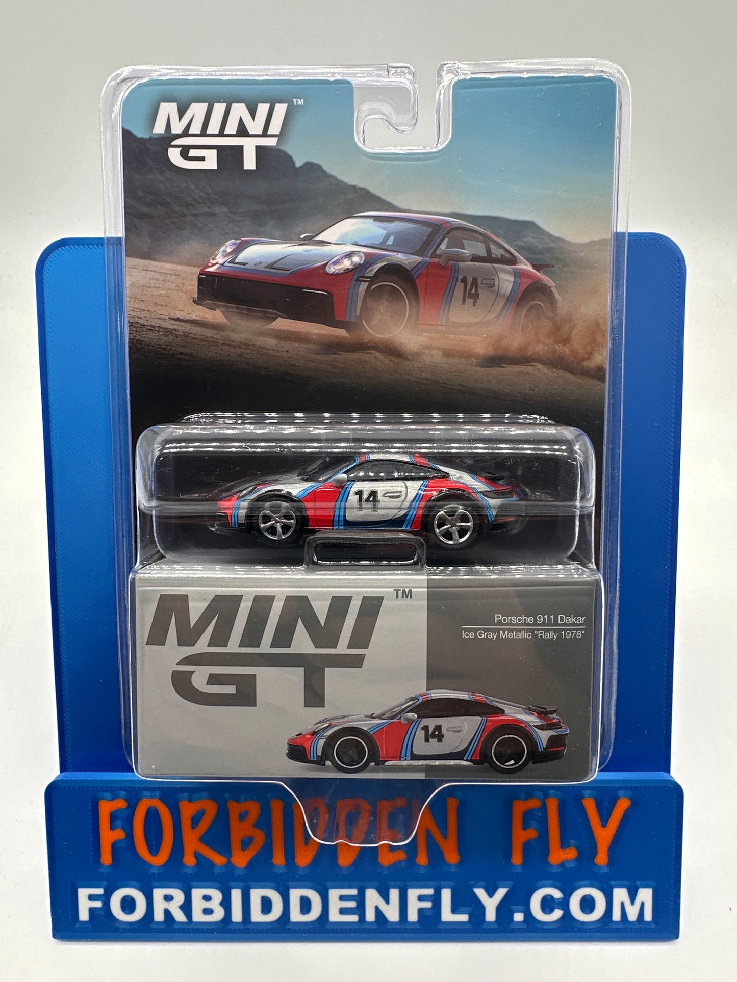 Mini GT #964 - Porsche 911 Dakar - Ice Gray Metallic “Rally 1978” - Chase