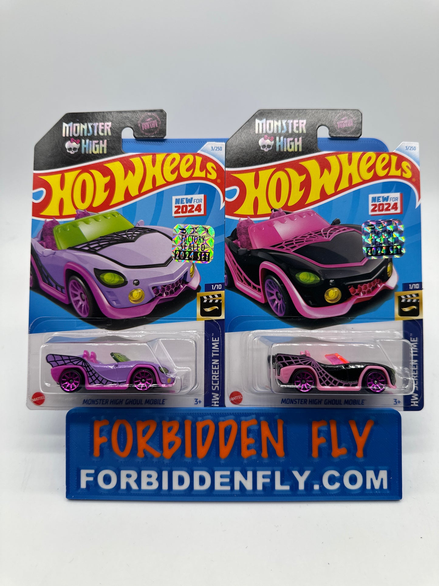 Hot Wheels Mainline - Factory Stickered 2024 - Monster High Ghoul Mobile - Lot Of 2
