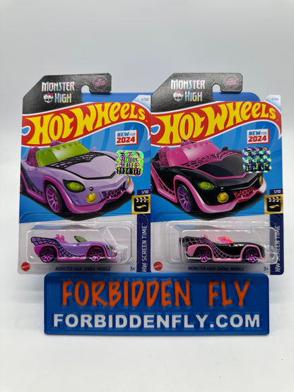 Hot Wheels Mainline - Factory Stickered 2024 - Monster High Ghoul Mobile - Lot Of 2